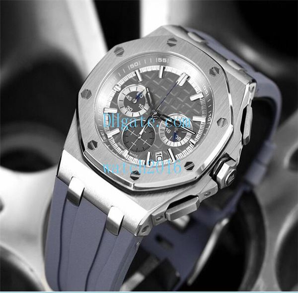 

luxury watches 45mm quartz chronograph movement 0ffshore 26480ti.00.a027ca.01 titanium rubber strap men's wristwatches, Slivery;brown