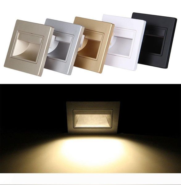 

led slide step stair light recessed wall lamp 1.5w sconces fitting 86x86 wire connect box for indoor corridor cabinet closet silver