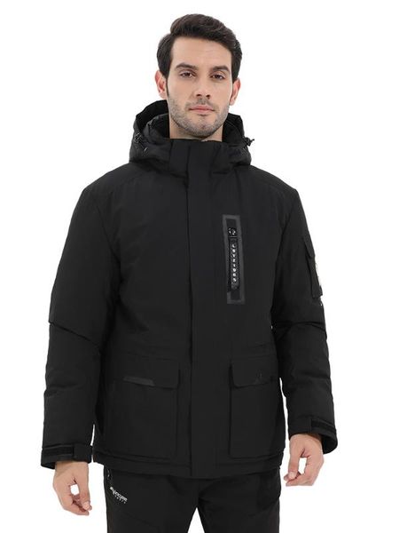 

2020 outdoor outfits cotton clothes thermal insulation waterproof and windproof hooded mountaineering jacket, Blue;black