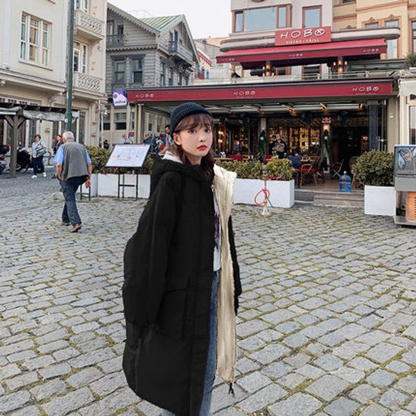 

mid-length and short hooded collar, windproof and warm zipper, mid-length, versatile comfortable over the knee, Black