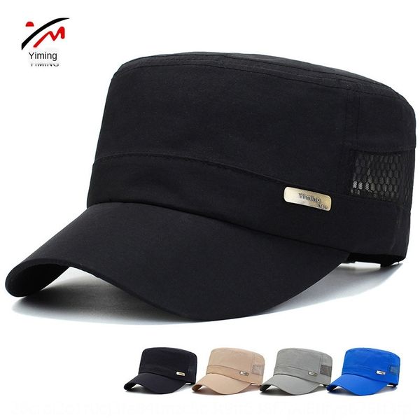 

men's new mesh stitching middle-aged and elderly sun cap flat cap flat hat screen sun hat printing, Blue;gray