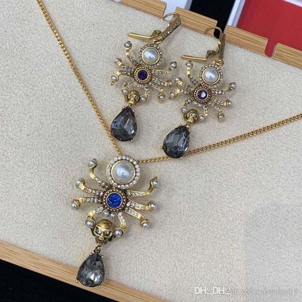 

new fashion women jewelry gold plated sparkling cz spider earrings necklace for girls women for party wedding charming jewelry gift, Golden;silver