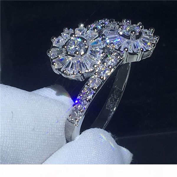 

2018 infinity flower ring silver color diamond cz stone cross engagement wedding band ring for women bridal fashion jewelry, Slivery;golden