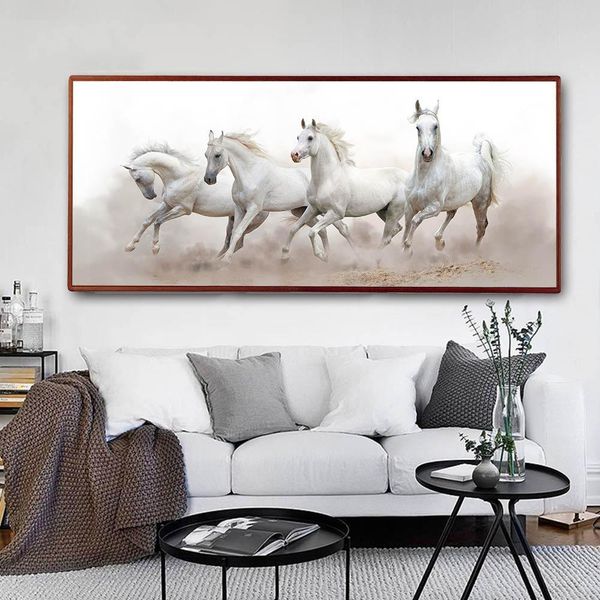

animals white horse wall art posters and prints landscape canvas painting wall art picture for living room home decor (no frame