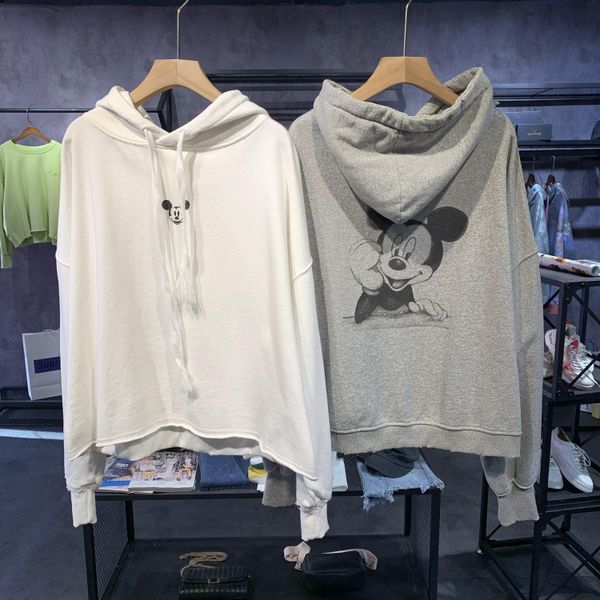 

2020 новые корейские женщины типа с капюшоном мультфильм printedall-матч свободных модулей топ hoodie балахон моды, Black