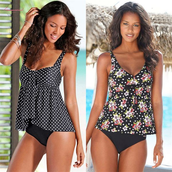 

2020 bikini swimwear women plus size swimsuit two pieces tankini vintage bathing suit letter print biquini swimwear push up beach, White;black