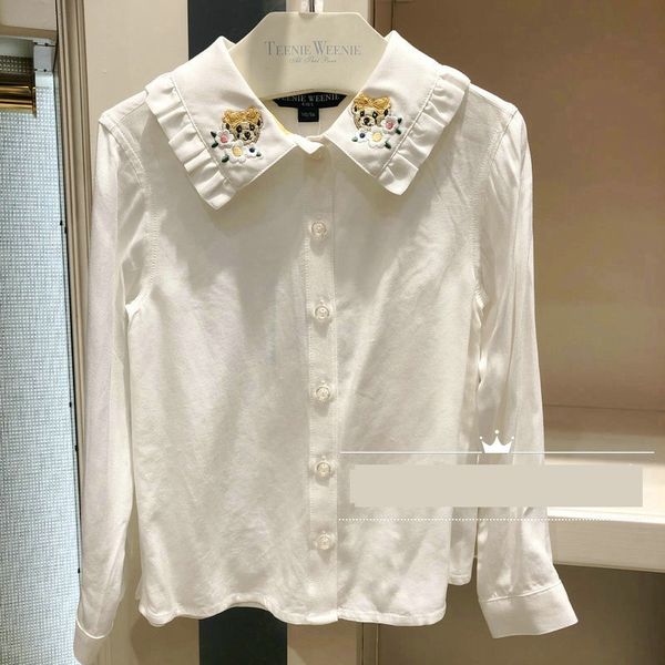 

2020 весной и летом новый корейский вышитые shirtlace shirtstyle girlscartoon вышитые кружева отворот база рубашка рубашка, White;black