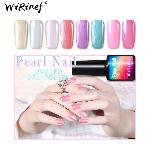 

nail gel 8 color uv polish pearl waterproof easy dry coagulation varnish shiny colorful hand beauty oat, Red;pink