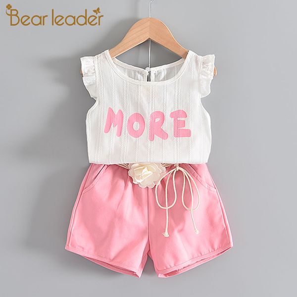 

bear leader girls sweet floral clothing set fashion kids summer flowers clothes suits casual children outfits letter print suits, White