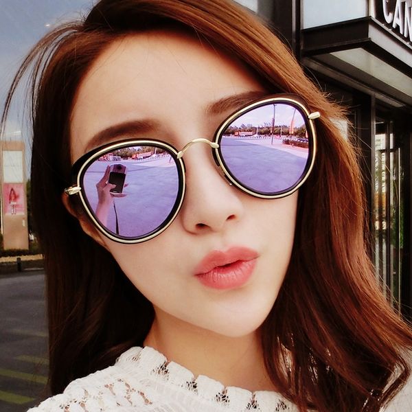 

tiktok with sun sun fashionable korean sun round frame colorful glasses men's and women's polarized glasses, White;black