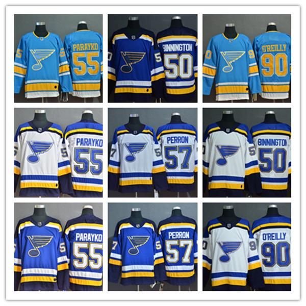 

st. louis blues ice ball jerseys hockey jersey 57 perron 90 o'reilly 55 parayko 50 binnington shirt kids youth boy girl shirts