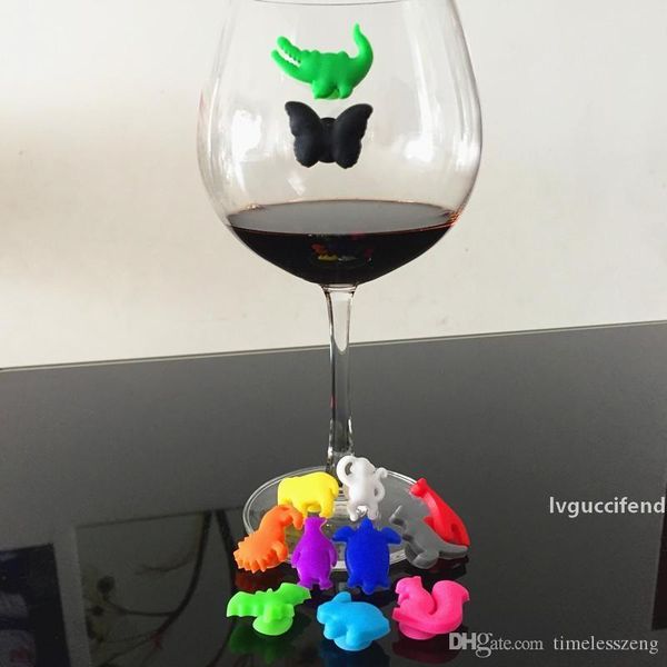 

12pcs/ set party dedicated animal suction cup wine glass silicone label silicone wine glasses recognizer marker tea holder