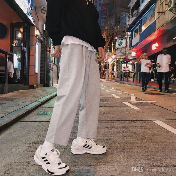 

fsolid pants fmens new korean fashion joogers pants male track high street casual spring summer trousers, Black