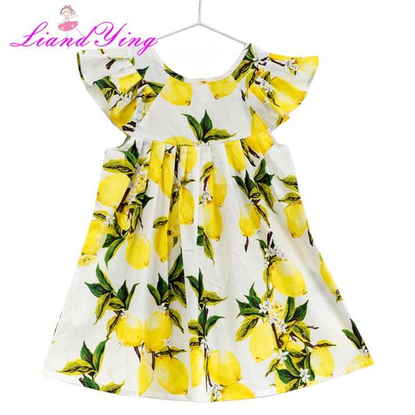 

girl's dresses 2021 flower lemon dress princess kids baby girls sleeveless floral cotton party wedding children summer sundress, Red;yellow