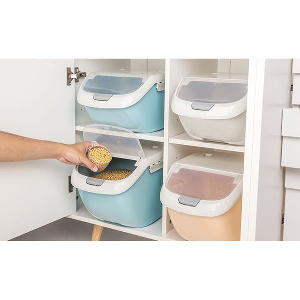 

storage bottles & jars sealed moisture-proof large capacity grain flour container kitchen rice box flip cover, orange-m blue-s