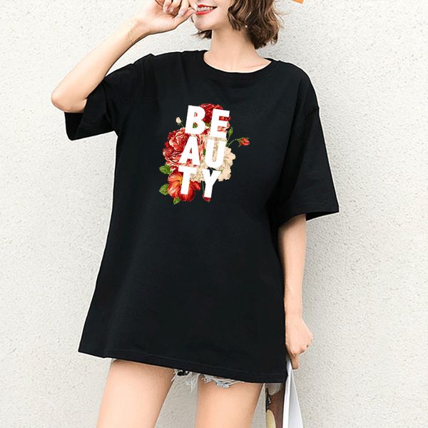 

women summer t shirts girls designer floral print t-shirts girls casual white letter print fashion outdoorwear short sleeves