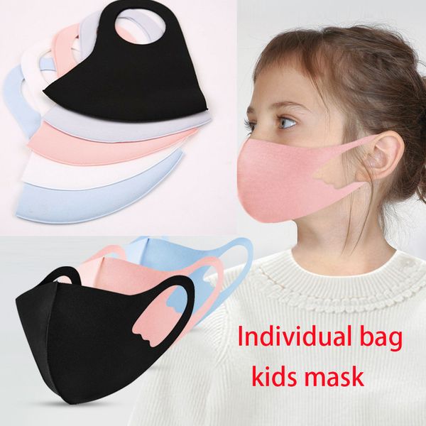 

individual bag 3-12 years kids designer mask black pink blue gray face mouth cover respirator reusable washable protective aha127