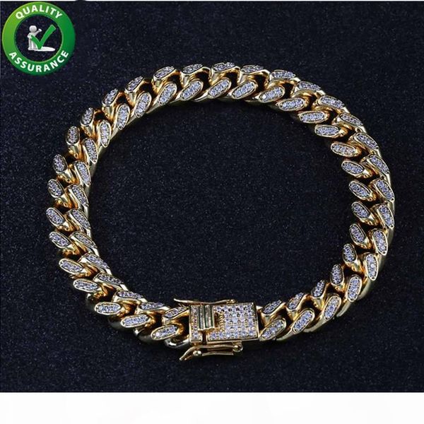 

mens bracelets miami curb cuban link bracelet iced out chains luxury designer bangles hip hop jewelry gold silver cz wedding accessories, Black