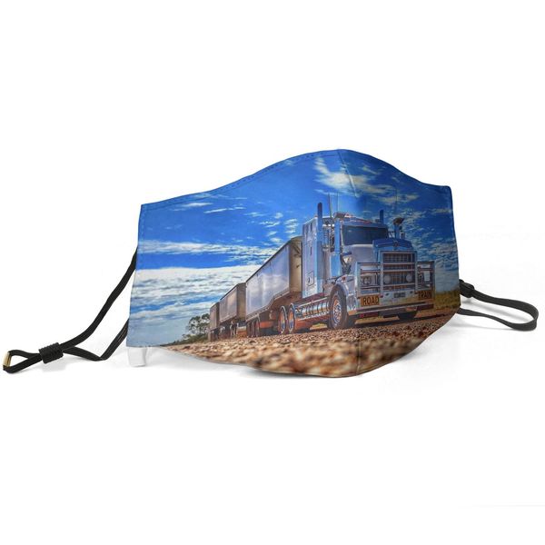 

women men face mask dust mask muffle -w-kenworth w900 trucks sky printed with adjustable ear hook mas, Silver