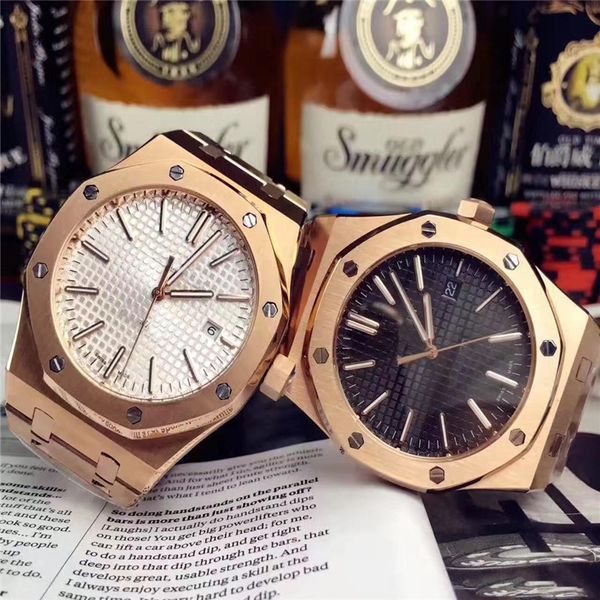 

watch for men fashion classic style 42mm stainless steel strap automatic movement wristwatches sapphire 15400st, Slivery;brown