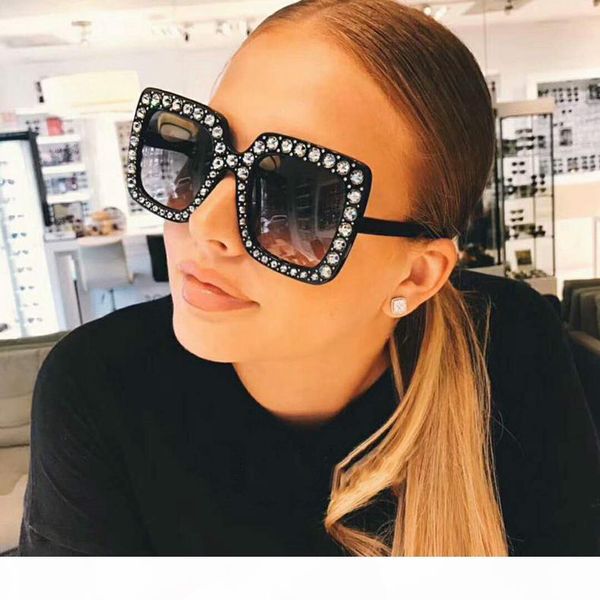 

o designer rhinestone sunglasses new fashion women oversized square sunglasses new retro bling sun glasses, White;black