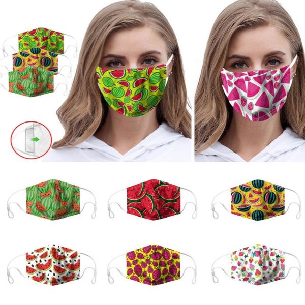 

3d fruit digital printing dustproof mask face watermelon cherry pineapple breathable population mouch cover can put pm2.5 filter wx20-26