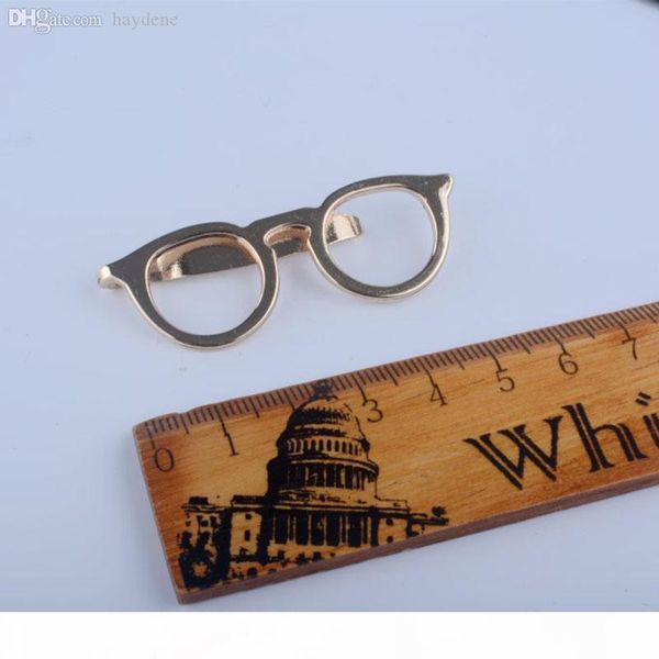 

wholesale-new formal business alloy gold glasses shape tie clip for men's suits necktie clips tie bar clasp pin shirt pocket clip jewel, Silver