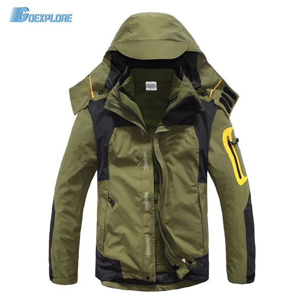 

windbreaker jacket men double layer winter ski hiking tekking camping jacket outdoor winproof waterproof coat, Blue;black