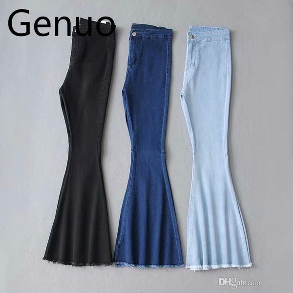 

2019 solid wash female boyfriend jeans for women skinny jeans woman blue black high waist jean denim flare wide leg pants