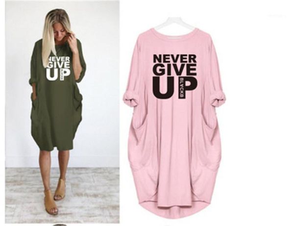

round neck dress designer new female casual loose dresses never give up women dress fashion trend solid color irregular long sleeves, Black;gray