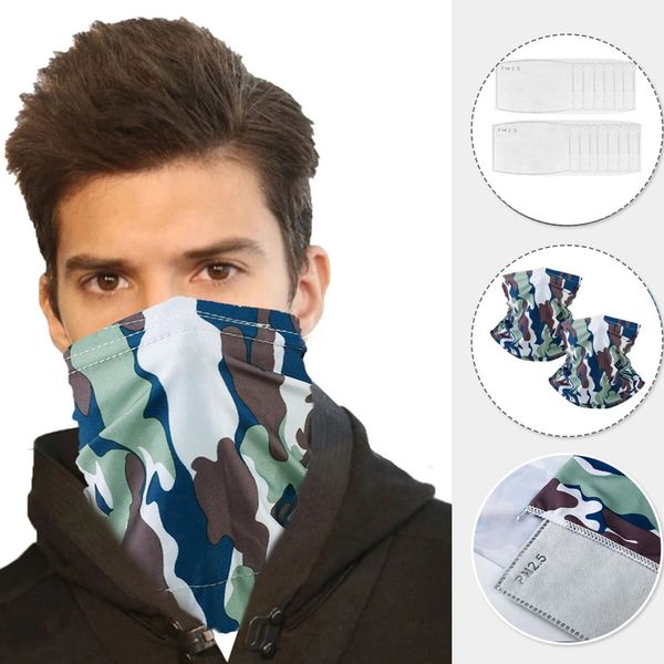 

half face mouth mask scarf with filters protect neck anti dust sun uv wind