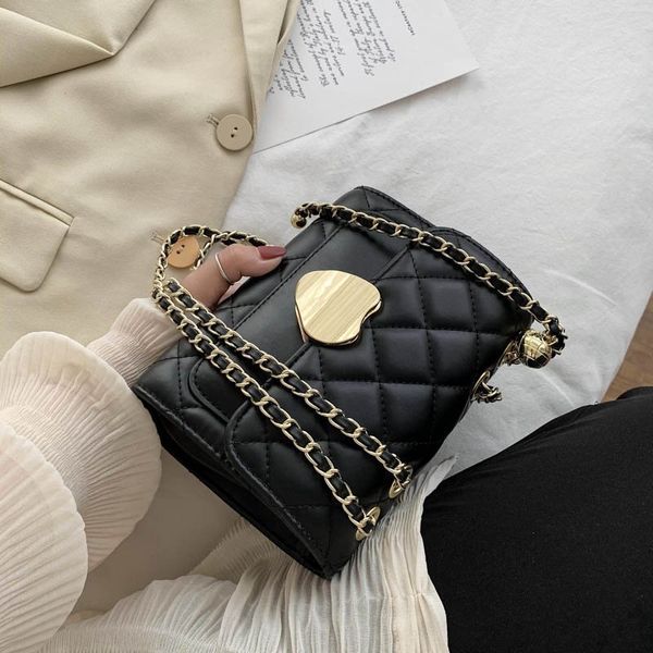 

new pu leather lattice crossbody bag for women 2020 fashion solid color shoulder chain handbags design travel cross body bag sac