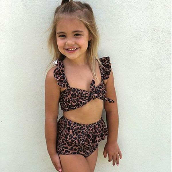 

2020 новое лето малышей дети baby girl leopard цветочные плавание топы высокой талией шорты 2pcs купальник бикини set 1 5г, White;black