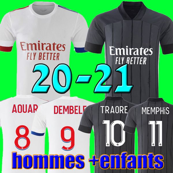 

20 21 maillot de foot olympique lyonnais lyon soccer jersey 2020 2021 maillot de lyon football shirt traore memphis ol lyon men kids shirts, Black;yellow