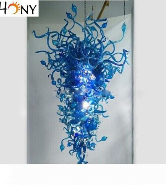 

modern blue hand blown glass large l chandelier