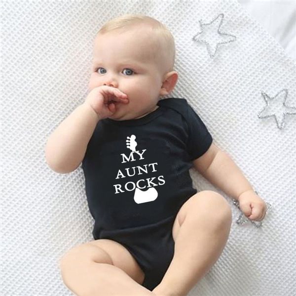 

my aunt rocks print black cute funny baby bodysuit baby boys girls clothes summer cotton short-sleeved baby outfits clothes, Blue