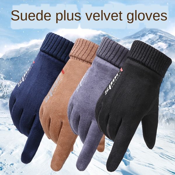 

men's gloves winter warm bicycle bicycle cotton cycling touch screen velvet thickened warm windproof non-slip sports luminous outdoor