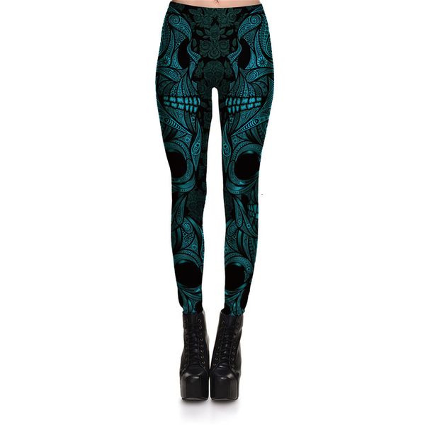 

ankle length leggings fitness new womens lake blue mask skeleton evil leggings stretch digital print harem pants for women palazzo, Black