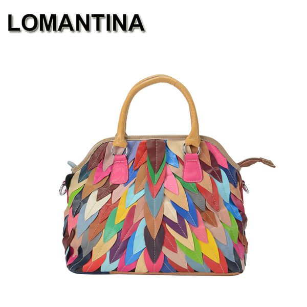 

lomantina leaves style soft leather luxury handbags colorful woman messenger shoulder crossbody bags for women sac a main