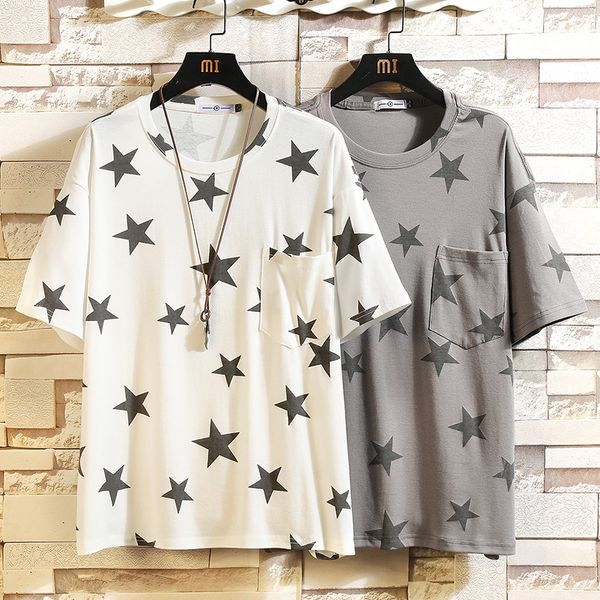 

mens short sleeve t shirt stars printed summer tshirt tees fashion clothes plus size clothing, White;black