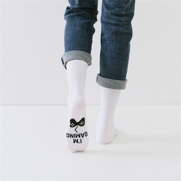 

long sports cotton do not disturb trendy gaming keyboard style korean cotton keyboard socks style socks, Black