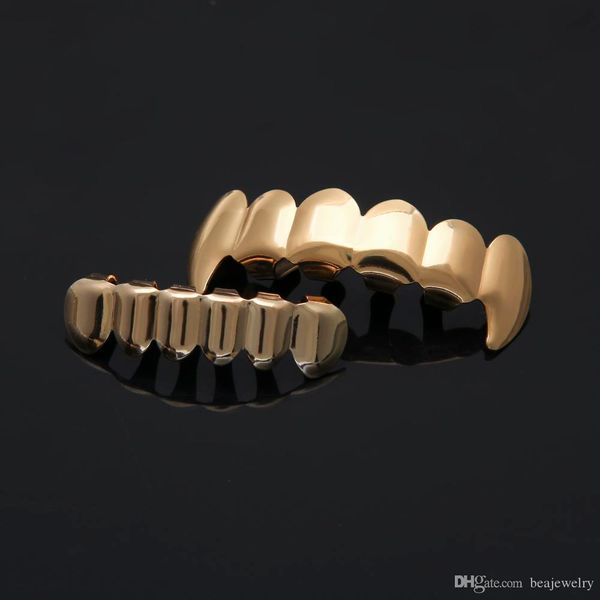 

14k gold rhodium plated hip hop teeth grillz bottom grill set men *new *, Black