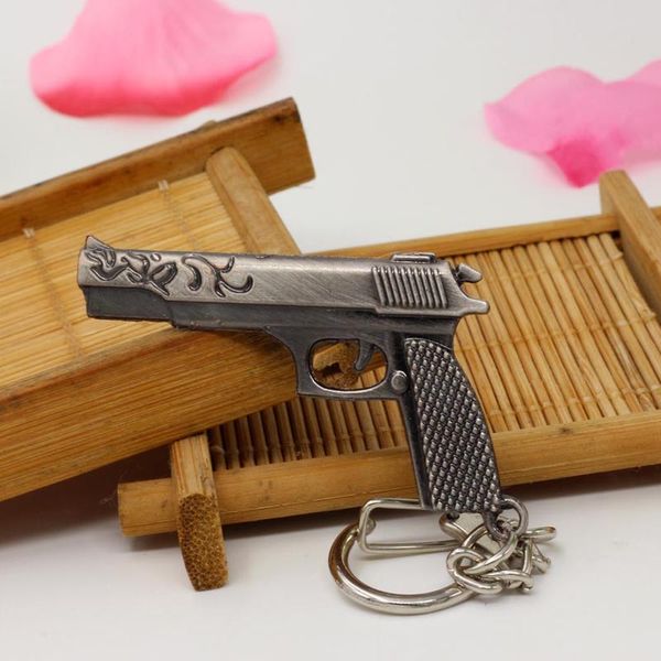 

popular fashion classic jewelry retro vintage personality cool 65 mm gun keychain send her boyfriend, Silver