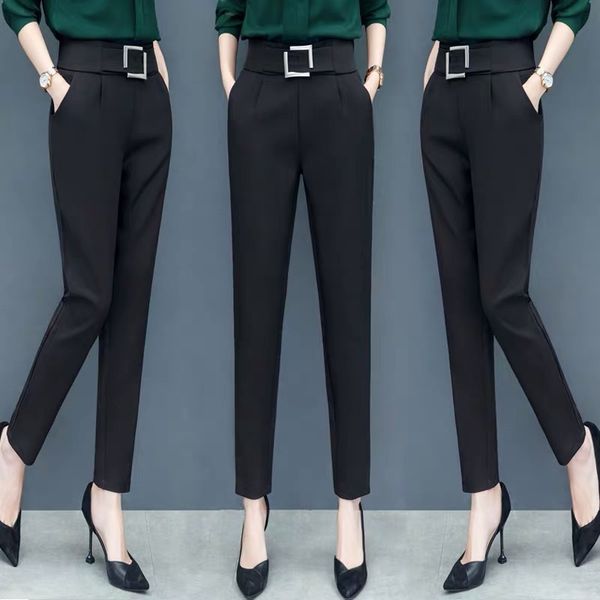 

women's pants & capris women fashion 2021 large sizes stripe trousers for woman korean style high waist pantalones female casual clothe, Black;white