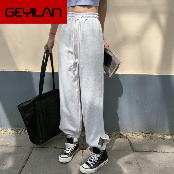 

women's pants & capris fashion grey joggers women korean style loose sweatpants empty trouser leg cutout gothic harajuku sports slacks, Black;white