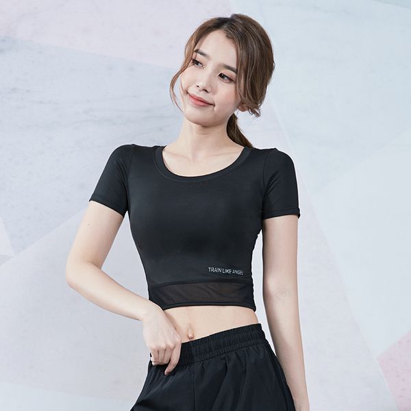 

running jerseys womens summer sport crop exposed navel shirts athletic short sleeve quick dry fitness workout tees, Black;blue
