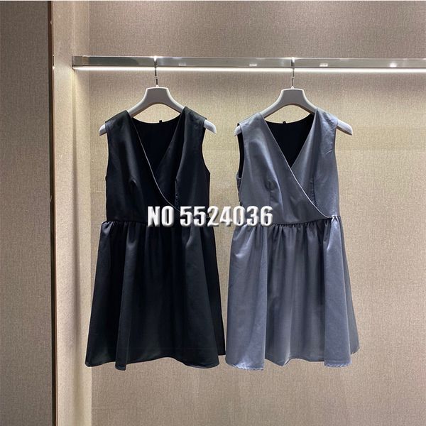 

2020 lady dress women summer v-neck sleeveless high waist a-line dresses, Black;gray