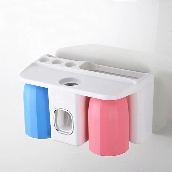 

toothbrush toothpaste tumbler holder bathroom accessory shelf rack organiser automatic toothpaste extruder toothpaste squeezer