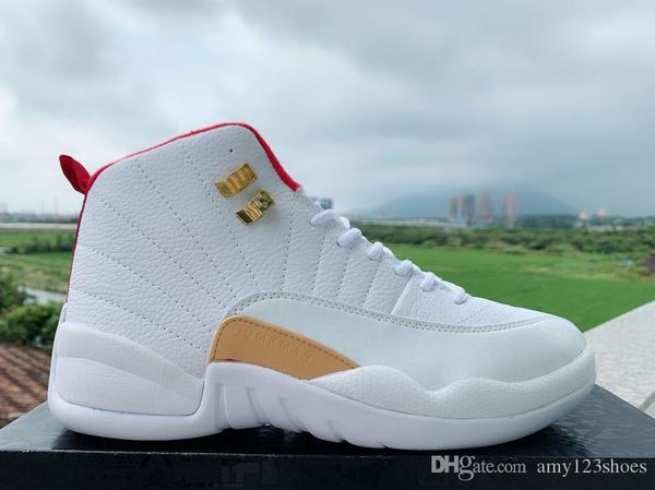 

2020 новые 12 xii фиба mens basketball shoes130690-107 белый 12s университет красно-metallic дизайнерские спортивные кроссовки с коробкой