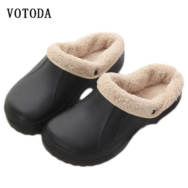 

new winter couple garden shoes women plush slippers indoor warm slippers sandals woman fashion footwear fur mules, Black